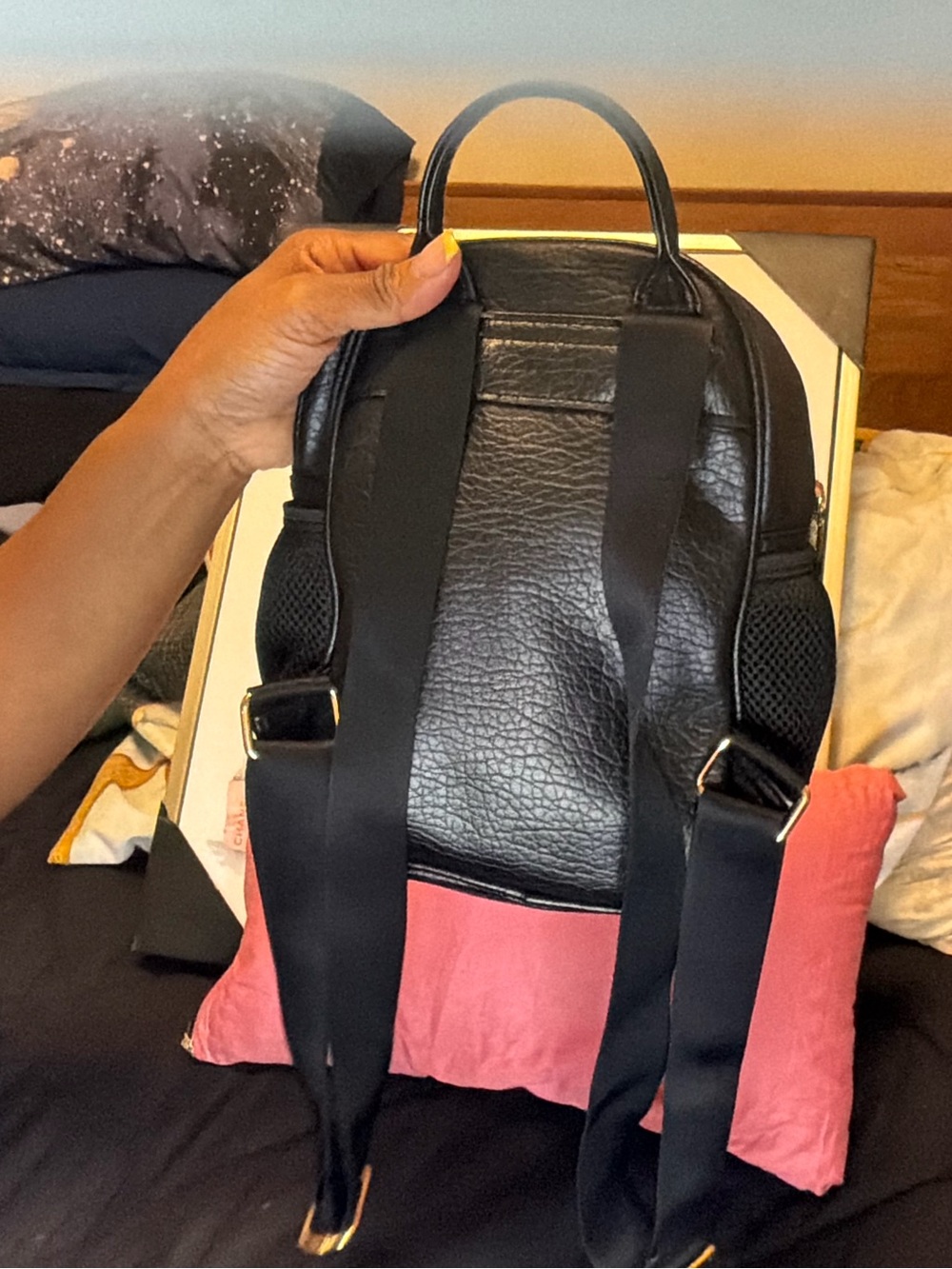 Juicy Couture Los Angeles Mini Backpack – Black Studded Faux Leather - Picture 6 of 12